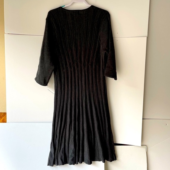 Connected Apparel Women's Plus Size Winter Gray Sweater Dress Tunic Midi, Sz 2X - Picture 6 of 10